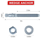 3/8 x 4 in Wedge Anchors 6 pcs Galvanized Concrete Anchors - size: 3/8 x 4In