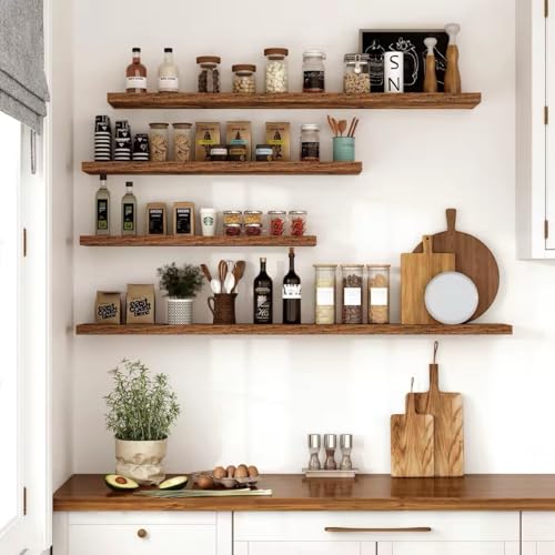 Vivelove 10x10 Inches Floating Shelves Wall Mounted Set of 2, Rustic Brown - color: Rustic Brown, size: 10.2”wx10.2”dx1.5”h