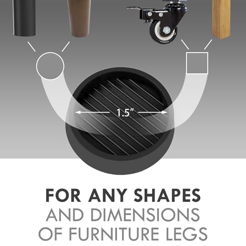 1.5X1.5 Round Rubber Caster Cups, Non Slip Furniture Pads - 12 Pack - color: Black, size: 1.5” 12pcs