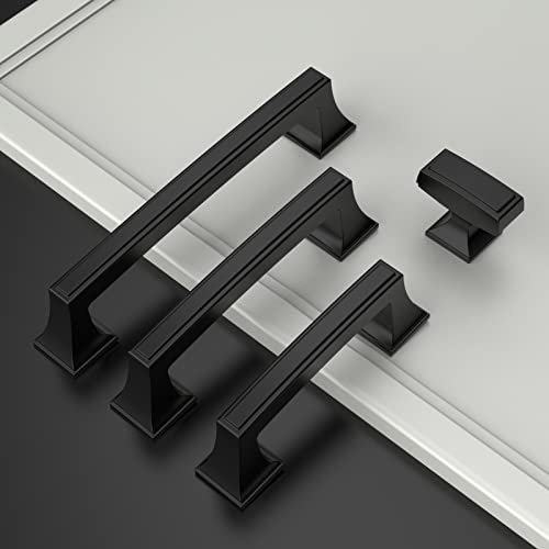 Amerdeco 10 Pack Matte Black Cabinet Pulls 5 Inch(128mm) Hole Center Cabinet Hardware Kitchen Cabinet Handles for Bathroom Drawer Pulls Dresser Pulls ZH0010 - color: Matte Black, size: 5"/128MM Hole Center