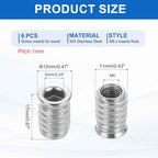 MECCANIXITY 6Pcs Threaded Inserts Nuts, M6x17mm Hex Socket Drive Nut Inserts for Wood - 304 Stainless Steel Screws Furniture Screw in Nuts Bolt Fastener Connector Wood - size: M6x17mm