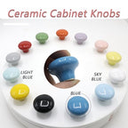 10-Pack Ceramic Cabinet Knobs Blue 32mm Round Drawer Pull - color: Blue