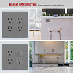 ENERLITES Screwless Double Duplex Outlet Covers Wall Plate, 1 Pack, Gray - color: Gray, size: Screwless