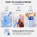 Smallbudi 168 PCS Small Paint Brushes Bulk, Flat Tip Acrylic Paint Brushes - size: 168 Flat Brushes