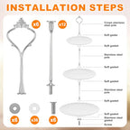 Patelai 6 Sets 3 Tiered Tray Hardware Kit,Simple,Silver - color: Silver, size: Simple