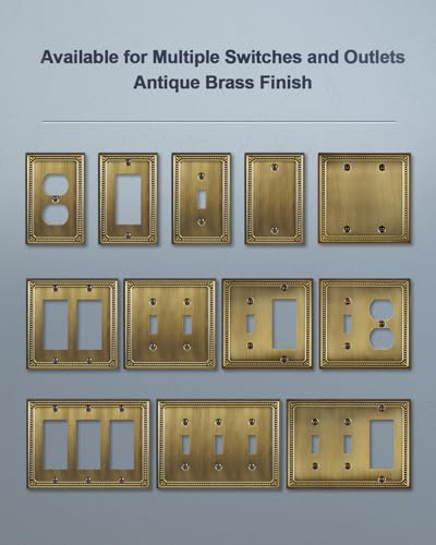 Switch Plates Outlet Covers, 2-Pack Antique Brass Metal Wall Plates - color: Antique Brass, size: 2 Toggle 2PK