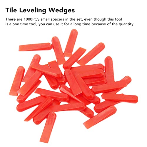 Oumefar 1000Pcs Tile Wedges, Tile Leveling Wedges 0.2inch Red Tiles Leveler Spacers for Porcelain, Ceramics, Marble and Stones Decoration