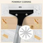 Heavy-Duty Floor Scraper, 4-Inch Razor Blade Scraper Tool, 51-Inch Long Handle, Includes 10 Extra Metal Blades, Paint Scraper for Cleaning Wall, Glass, Adhesives, Chewing Gum, Ceiling - size: 51in