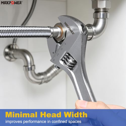 MAXPOWER 4-Pc Adjustable Wrench 6" 8" 10" 12", Smooth Parallel Jaw - size: 6" 8" 10" 12"