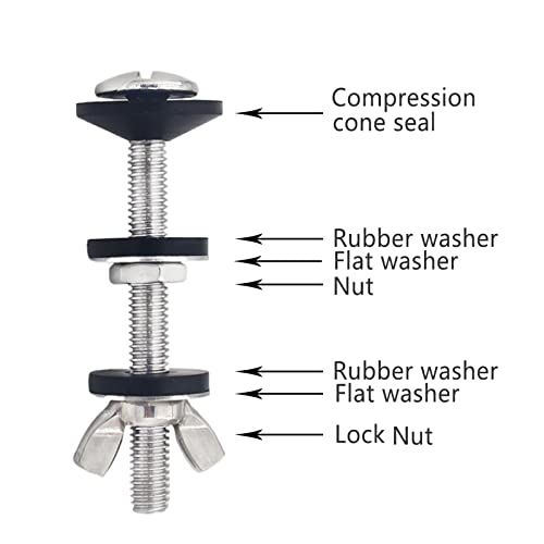 Universal Toilet Tank To Bowl Gasket,2 Kind Gasket and 2 Sets 5/16*3.15 inch Stainless Steel Heavy Duty Rustproof Bolt Hardware Kit,Fits Most 2-Inch and 3-Inch flush valve opening 2-Piece Toilet Tanks - style: 2Pcs Gasket with 2 Sets Stainless Steel Bolt