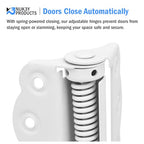 Nuk3y Screen Door Spring Hinge Set, 2-3/4"", Set Includes 2 Self-Closing Hinges & 1 Adjustable Self-Closing Hinge. (White) - color: White