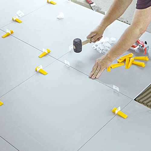 【Upgrade Version】Tile Leveling System 1/8" Kit, 300 pcs Tile Spacers Clips, 100 pcs Reusable Wedges and 1pc Floor Tiles Pliers for Bath Room, Living Room Floor & Wall, Tile Tools Easy Installation