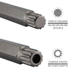 Mayouko 6" Extra Long XZN Triple Square Spline Bit Socket Set, 4mm to 18mm, 10-Piece, 3/8" & 1/2" Drive - style: XZN