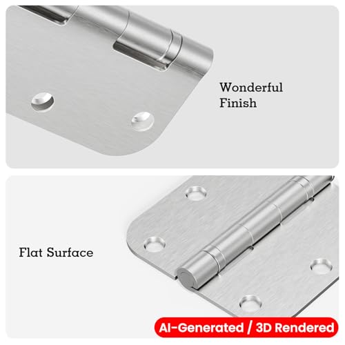 TDCHINGES Rounded Door Hinges Brushed Nickel 3.5" 5/8" Lasting Mute 42 Pack - color: Satin Nickel-Rounded, size: 42 Pack-Ball Bearing-lasting no squeak