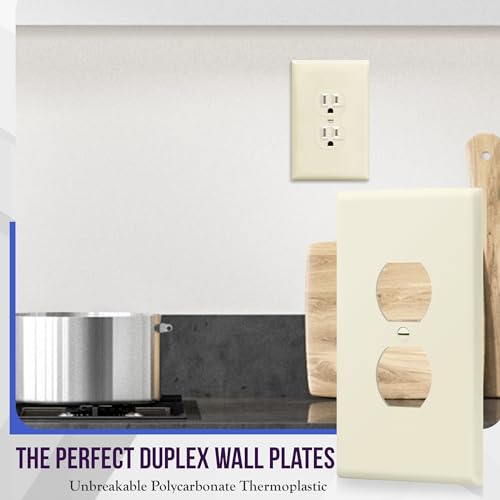 ENERLITES Duplex Receptacle Outlet Wall Plate, Jumbo Electrical Outlet Covers, Gloss Finish, Oversized 1-Gang 5.51" x 3.50", Polycarbonate Thermoplastic, 8821O-LA-10PCS, Light Almond, 10 Pack - color: Light Almond, size: Over-Size