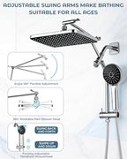 Shower Head with Handheld,High Pressure Chrome Slide Bar ShowerHead - color: C-Chrome, style: Rectangular 12"