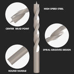 29Pcs (1/16" - 1/2") Brad Point Wood Drill Bit Set - size: Round Shank (1/16"-1/2") - 29pcs