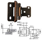 Cabinet Hinge Cabinet Body Spring Hinge Cabinet Door Hinge Part Warped 1/2 inch Embedded self Closing Hinge 4 Pack Oil Rubbed Bronze
