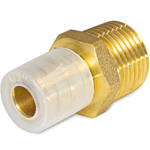 10 piece EFIELD Brass Expansion Pex A 3/4"x 1/2" Male NPT Adapter Fitting - size: 3/4" x 1/2" (Brass, Pack of 10)