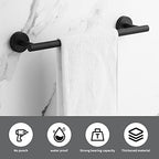 Towel Bar Set Mattel Black, Bathroom Accessories Set 5pcs Including 16'' Tower Bar, Towel Ring and 2 PCS Towel Hooks - color: Black-5pcs-16inch