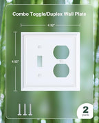 2-Pack Natural Bamboo Fiber Combo Toggle/Duplex Light Switch Cover Plate - color: Pure White, size: 1 Toggle/1 Duplex 2PK