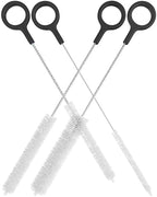 Buenalife Heavy Duty Cleaning Brushes Set of 4 - Extra Long Straw Cleaners for Metal and Plastic Reusable Drinking Straws, to Clean Small Spaces, Sippy Cups, Water Bottles - Sturdy Hard Brush Bristles - color: Black