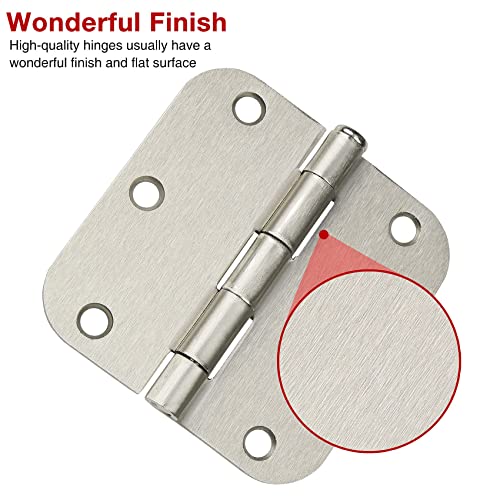 TDCHINGES Rounded Door Hinges Brushed Nickel 3.5 Inch 5/8" Radius 36 Pack - color: Satin Nickel-Rounded, size: 36 Pack