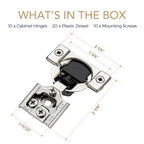 Soft Close Hinges for Kitchen Cabinet Hinges, 1/2 Inch Overlay, 10 Pack - size: 1/2 inch Overlay