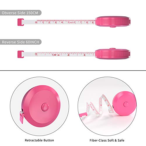 DiCUNO 8-Pack Soft Retractable Measuring Tape, 60-Inch 1.5 Meter, 8 Colors - color: 8 Colors