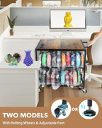 3D Printer Stand with Filament Storage, Heavy Duty Rolling Printer Cart on Wheels with Built-in Power Outlet, Small 3D Printer Table for Organizer Filament Spools, Workshop Office Garage Studios,Brown