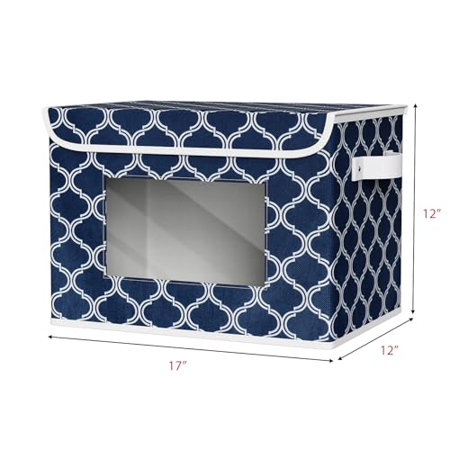 Univivi Fabric Foldable Storage Boxes with Lids, 4 Pack, Blue Lantern - color: Blue Lantern