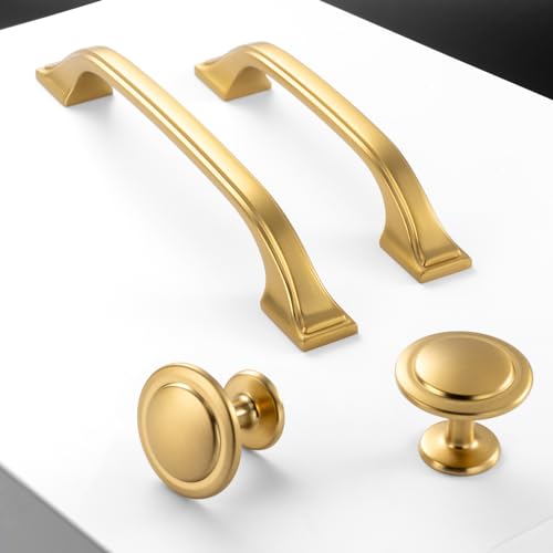Brushed Gold Cabinet Pulls 3 Inch Gold Drawer Pulls 10 Pack 8222 - color: Brushed Gold, size: 3 Inches, style: 10 Pack Arch Pull