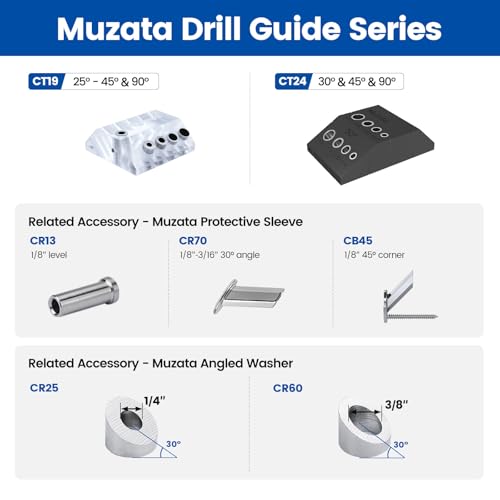 Muzata Upgraded Multi-angle Drill Guide Jig with 4 Drill Bits CT24 - size: Black with 4 drill bits