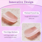 Short French Tip Press on Nails Square Fake Nails Press ons Glue Nail-C