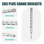 2 Pcs 9/16"x 12.2"(14x310mm) SDS Plus Rotary Hammer Bit for Concrete - size: 9/16 in x 12.2 in (14 x 310mm)