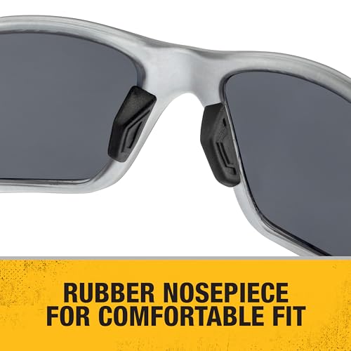 DEWALT DPG112-1D Miter™ Premium Vented No-Slip Safety Glasses – Clear Lens – Vented Frame & Lenses – Rubber Temples & Nosepiece – 1 Pair - color: Gray/Yellow / Clear, size: One Size