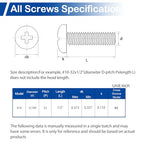 60Pcs #10-32 x 1/2" Phillips Pan Head Machine Screws, UNF Fully Threaded - size: #10-32 x 1/2"