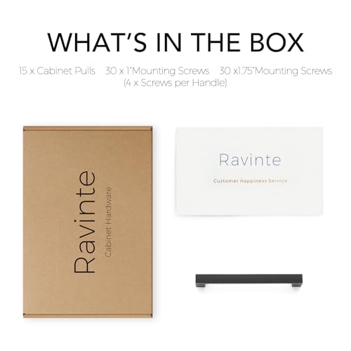 Ravinte Matte Black Square & Solid Cabinet Handles,4 Inch,15 Pack - size: 4 Inch Hole Center