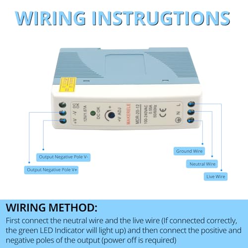 MAKERELE 12V MDR DIN Rail Power Supply 20W - style: 20W-12V