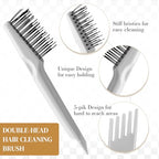 Boao 2 Pack Hair Brush Cleaner,Gray, Wood Color,Polished Wooden Handle Rake - color: Gray, Wood Color, style: Polished Wooden Handle Rake