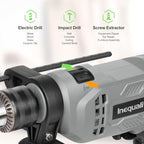 4.5Amp Corded Hammer Drill 3000 RPM Impact Drill with 5pcs Bits - style: Hammerdrill with 5pcs drill Bit