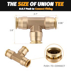 Brass DOT 5/8" Tee Union Push to Connect Air Brake Line Fitting - color: DOT Union Tee, size: 5/8" Od