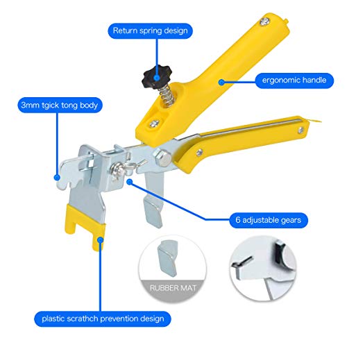 【Upgrade Version】Tile Leveling System 1/8" Kit, 300 pcs Tile Spacers Clips, 100 pcs Reusable Wedges and 1pc Floor Tiles Pliers for Bath Room, Living Room Floor & Wall, Tile Tools Easy Installation