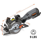 DOVAMAN Circular Saw, 5.8A 4-1/2" Circular Saw w/Laser & Auxiliary Handle - color: B-grey