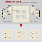 ENERLITES Screwless Double Duplex Outlet Covers Wall Plate, Light Almond - color: Light Almond, size: Screwless