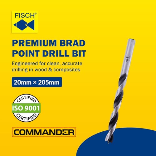 Premium Brad Point Drill Bit - High-Accuracy Woodworking Size: 20mm - 205mm - size: 20 mm x 205 mm (Pack of 1)