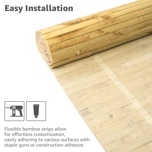 Art3d 48 x 96 in Pole Wrap Natural Bamboo Wall Panel, 1-Pack, Light Burned - color: Light Burned, size: 1-48 inches x 96 inches