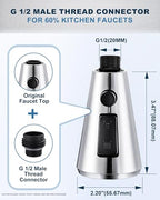 ALEASHA Pull Down Spray Head for Kitchen Faucet,3-Function Sink Spray Nozzle with 9 Adapters,Kitchen Faucet Head Replacement Compatible with American Standard Faucets,Chrome - color: Chrome