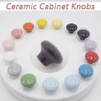 10-Pack Ceramic Cabinet Knobs Dark Purple 32mm Round Drawer Pull - color: Dark Purple