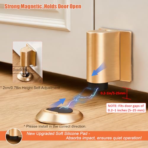 Magnetic Door Stoppers Door Catch, Heavy Duty Door Stop (Silver) - color: Silver